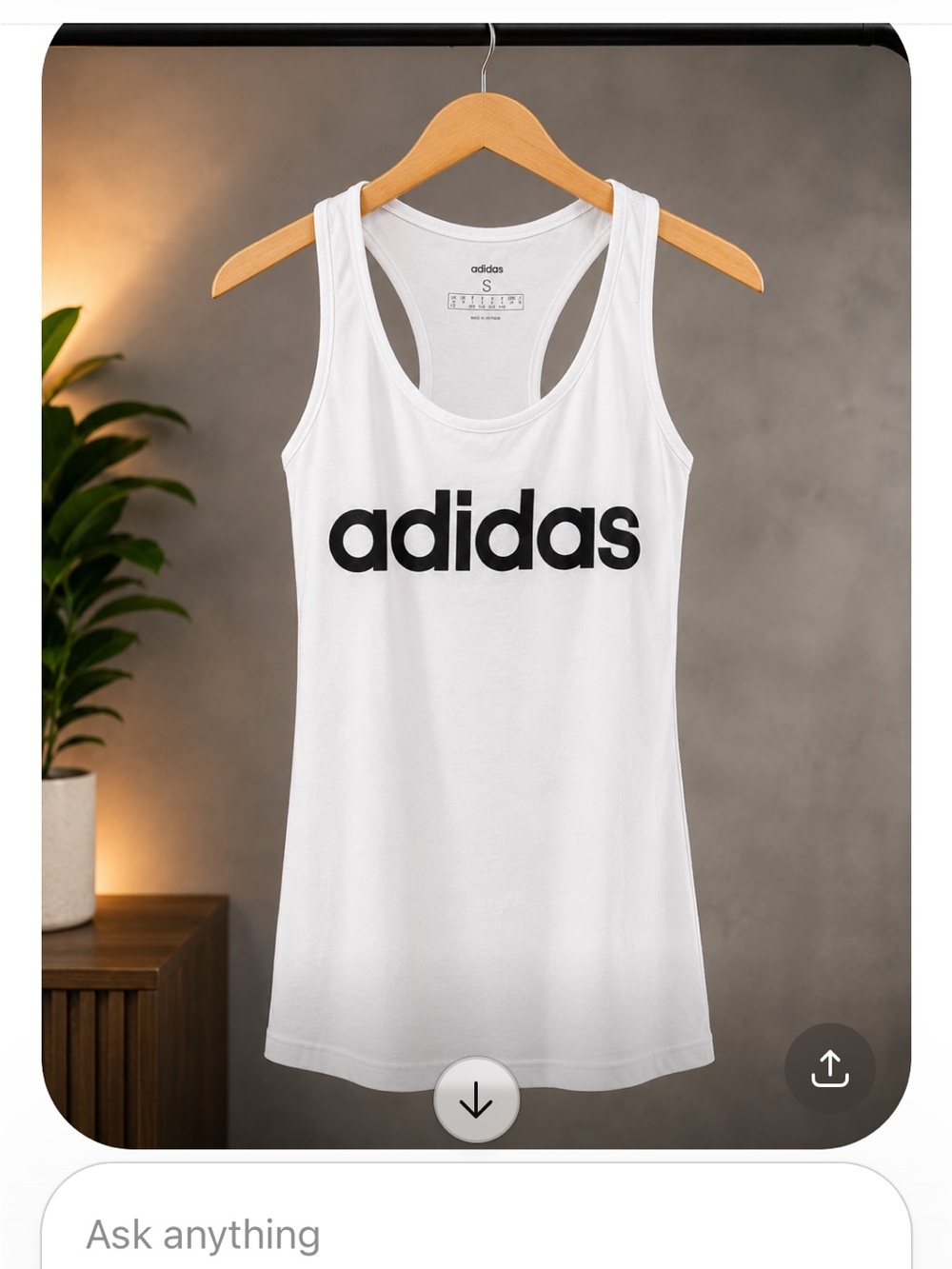 adidas White Tank Top with Black Logo
